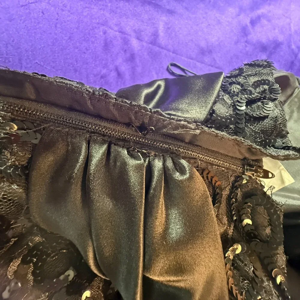 VTG📌 Mike Benet 90s Strapless Sequin Cocktail - Formal Mini Dress with Bow - Picture 14 of 16